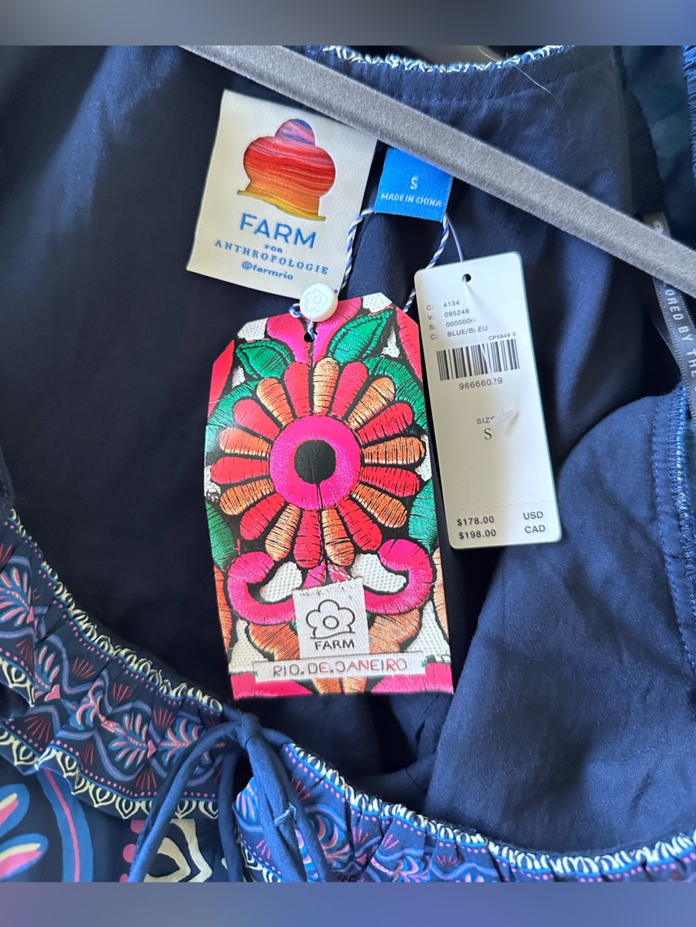 Farm Rio Navy Floral Smocked Romper - Picture 4 of 5